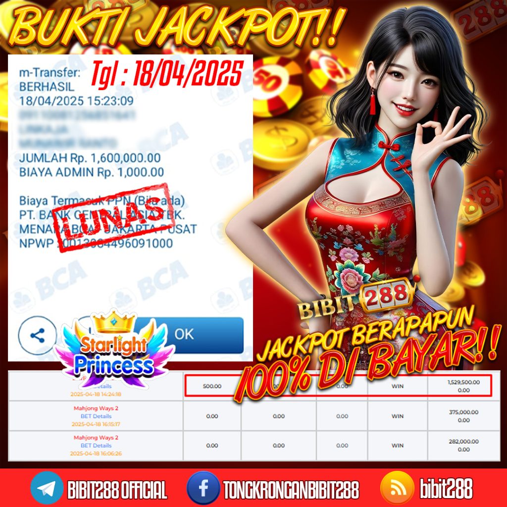 BUKTI JACKPOT LUNAS SLOT MAHJONG WAYS ID :a*****77