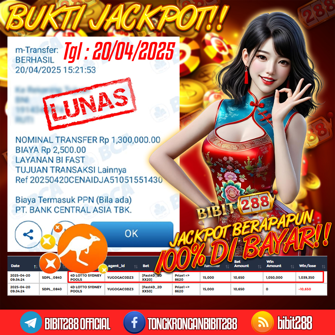 BUKTI JACKPOT LUNAS TOGEL 4D LOTTO SYDNEY POOLS ID :ge****69