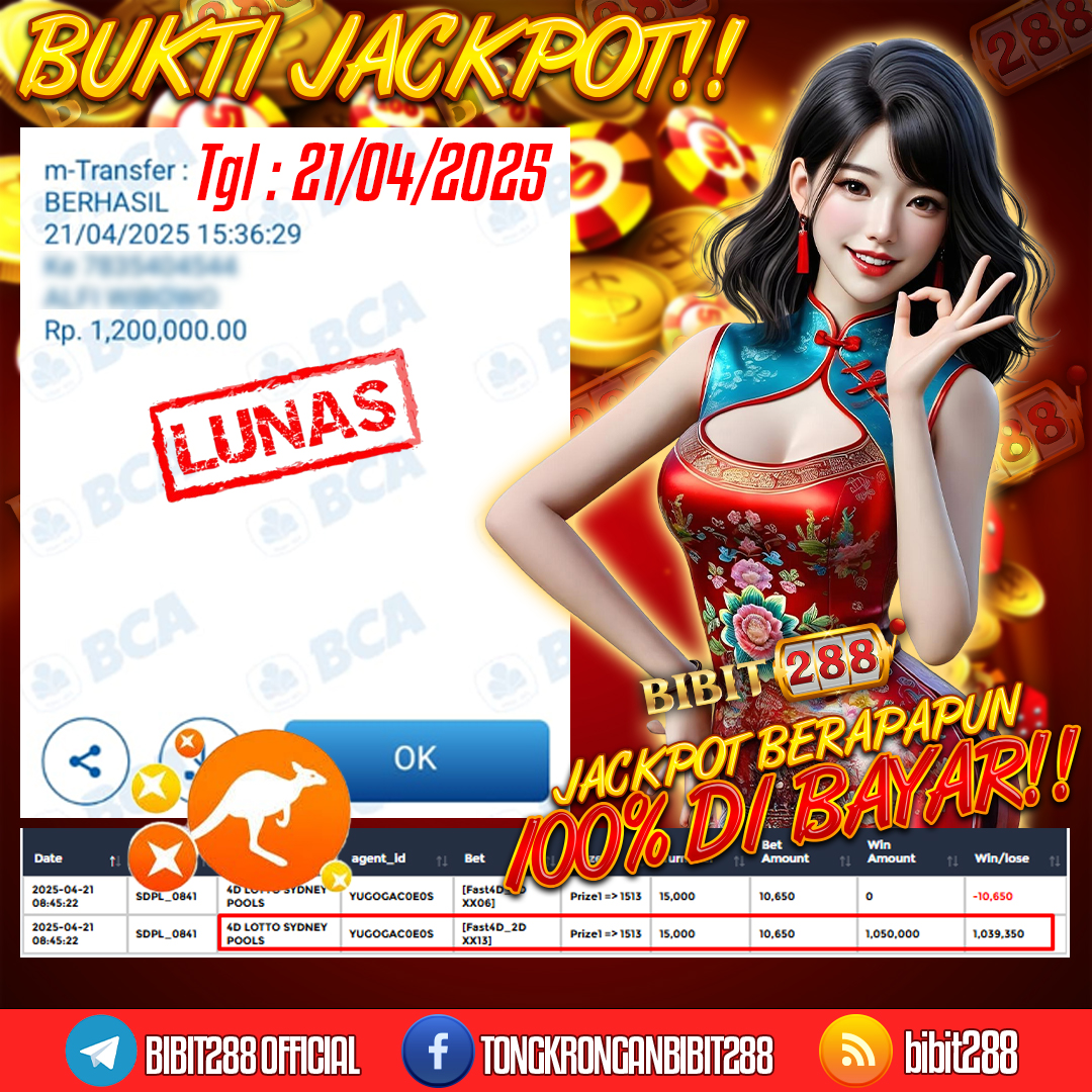 BUKTI JACKPOT LUNAS TOGEL 4D LOTTO SYDNEY POOLS ID :lm****66