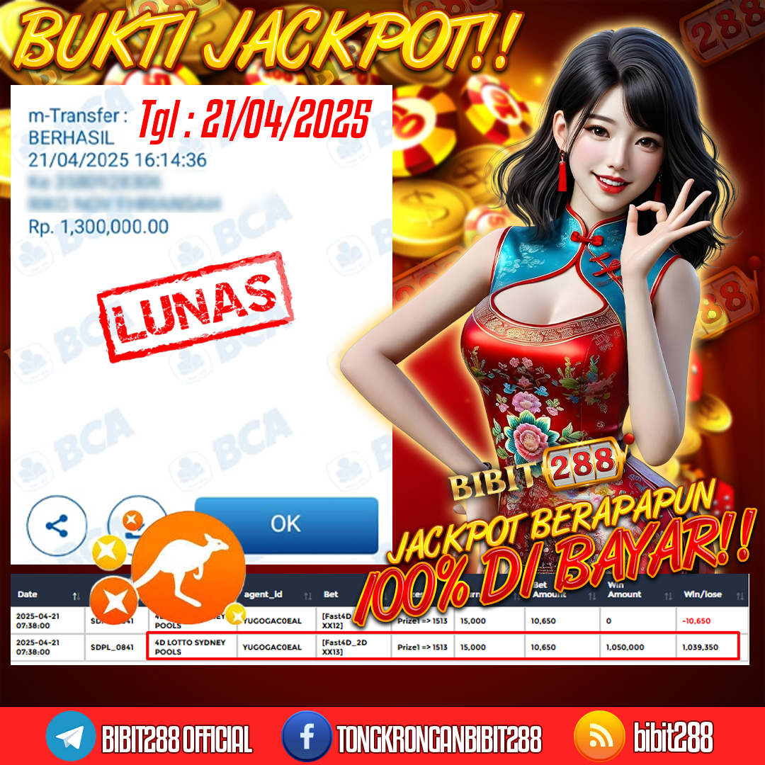 BUKTI JACKPOT LUNAS TOGEL 4D LOTTO SYDNEY POOLS ID :r***55