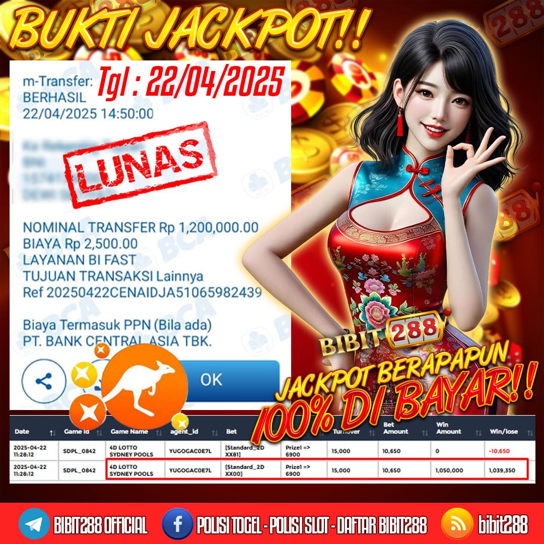 BUKTI JACKPOT LUNAS TOGEL 4D LOTTO SYDNEY POOLS ID :ce****35