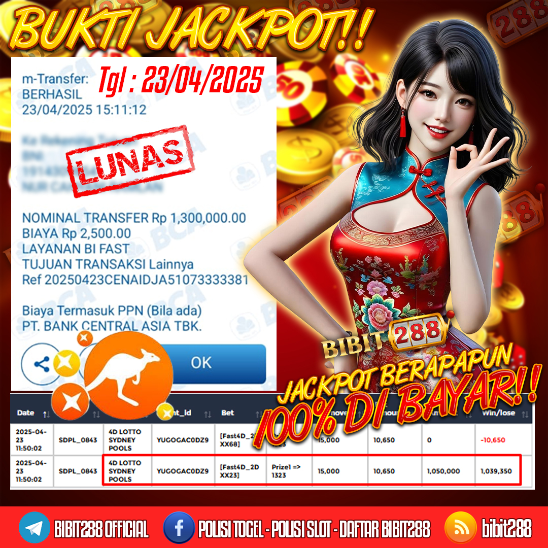 BUKTI JACKPOT LUNAS TOGEL 4D LOTTO SYDNEY POOLS ID :s****99