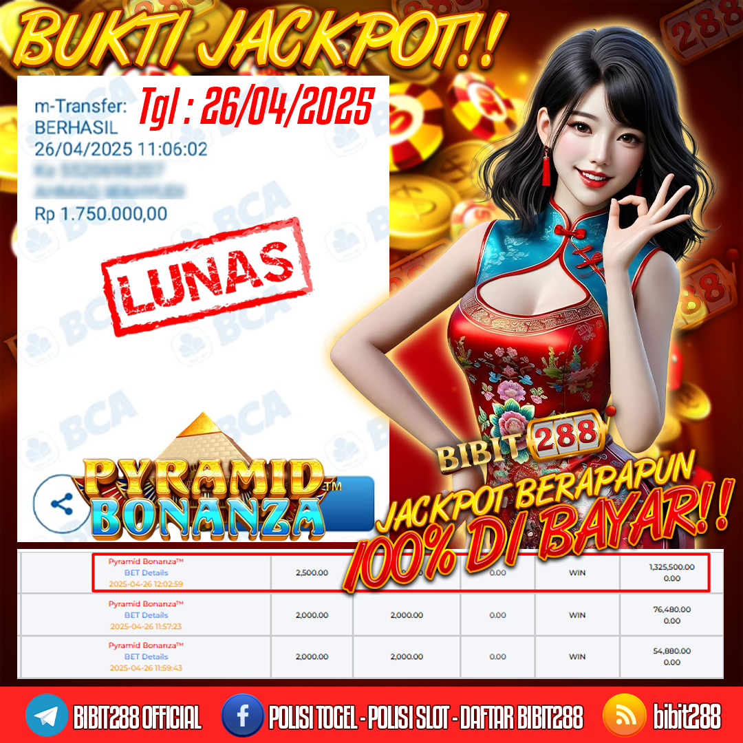 BUKTI JACKPOT LUNAS SLOT PYRAMID BONANZA ID :w****58