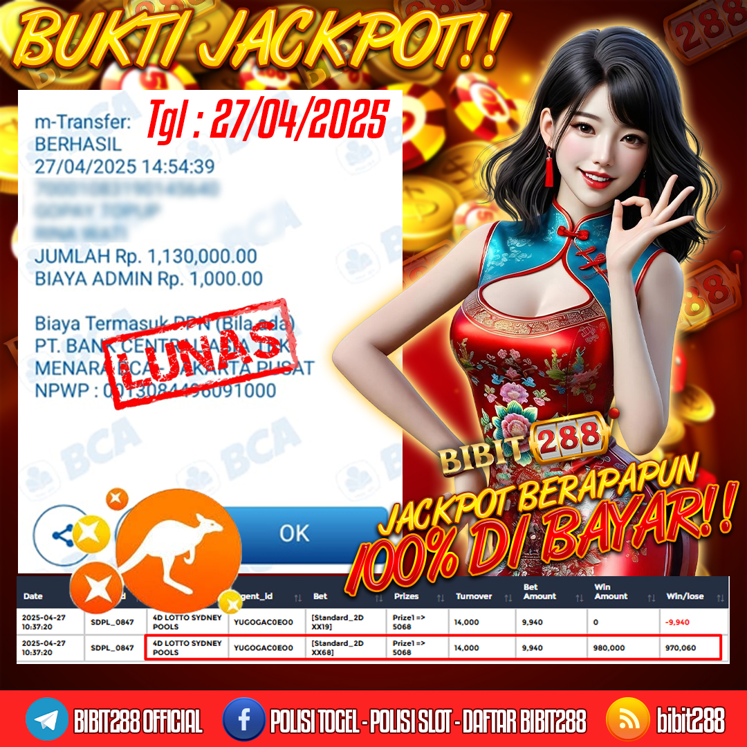 BUKTI JACKPOT LUNAS TOGEL 4D LOTTO SYDNEY POOLS ID :k*****tap