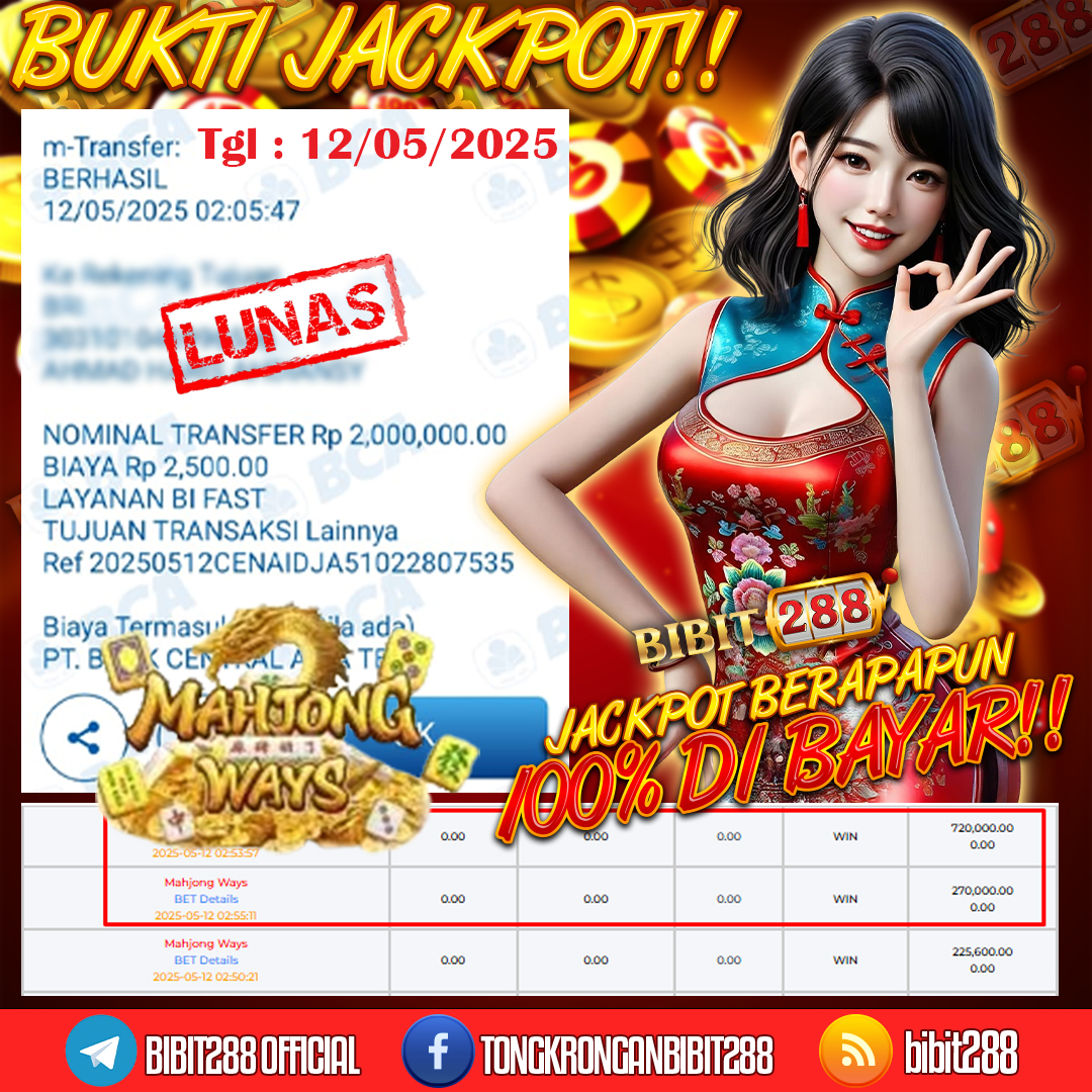 BUKTI JACKPOT SLOT MAHJONG WAYS ID : bo****29