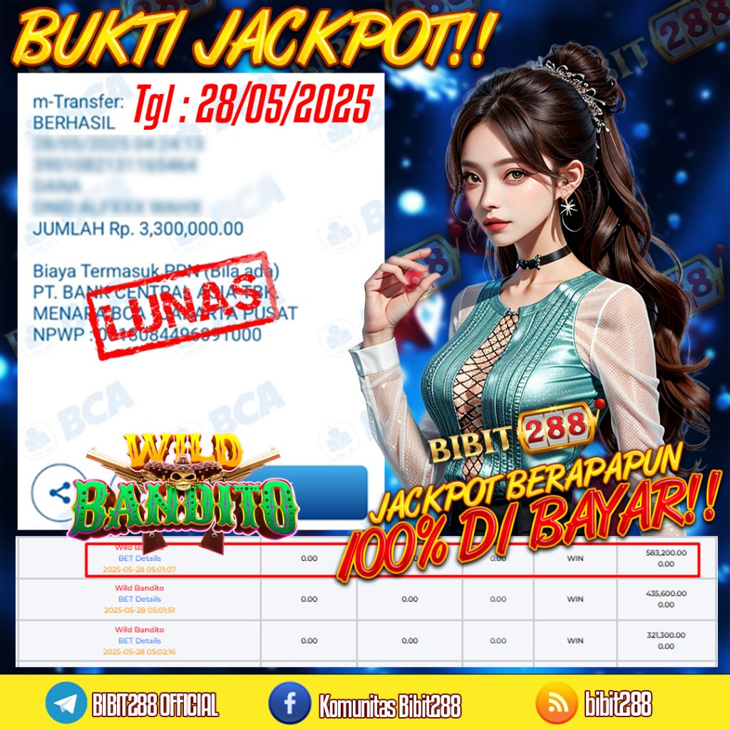 BUKTI JACKPOT LUNAS SLOT WILD BANDITO ID : f****1