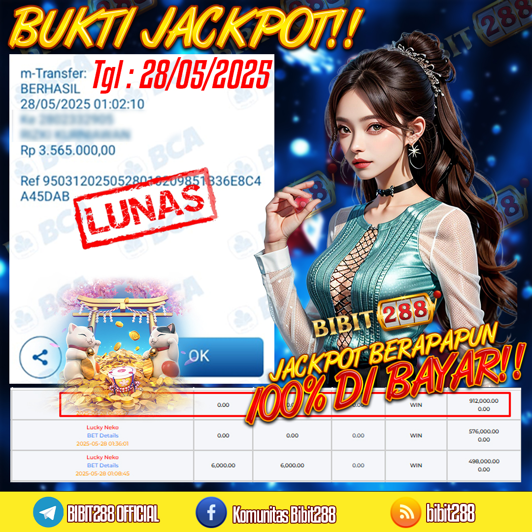BUKTI JACKPOT LUNAS SLOT LUCKY NEKO ID m****ki