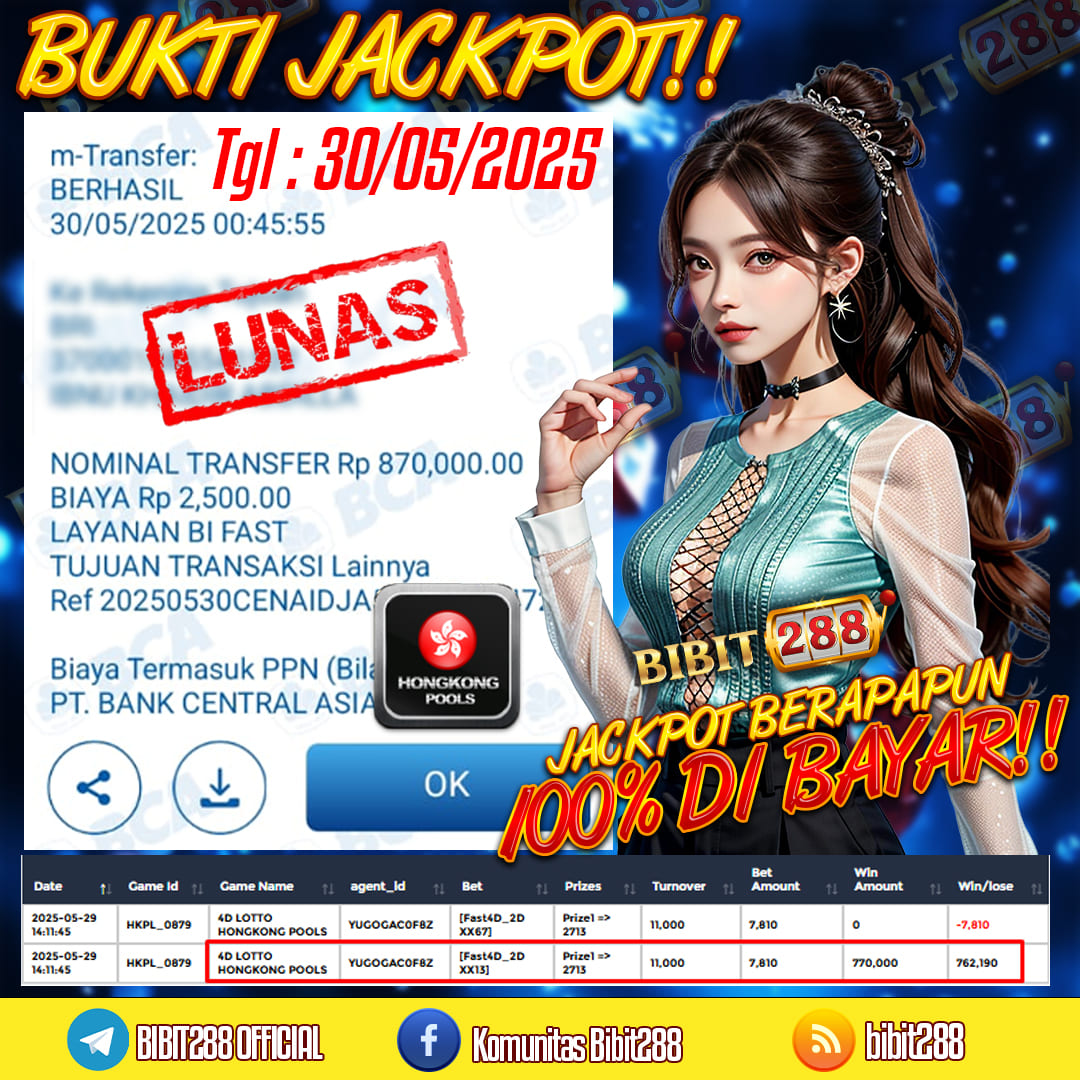 BUKTI JACKPOT LUNAS TOGEL 4D LOTTO HONGKONG POOLS ID : kh****8u
