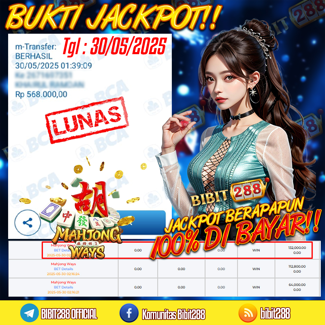 BUKTI JACKPOT LUNAS SLOT MAHJONG WAYS ID : be*****15