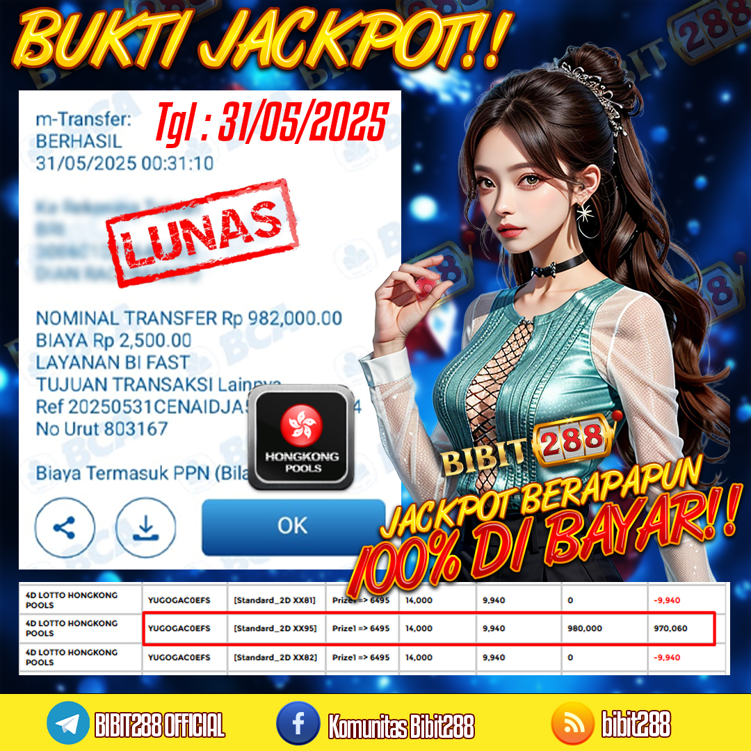 BUKTI JACKPOT LUNAS 4D LOTTO HONGKONG POOLS ID : di****ng