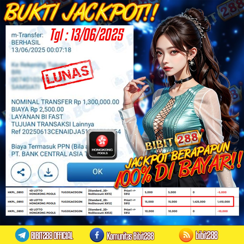 BUKTI JACKPOT LUNAS TOGEL 4D LOTTO HONGKONG POOLS ID : k*********25