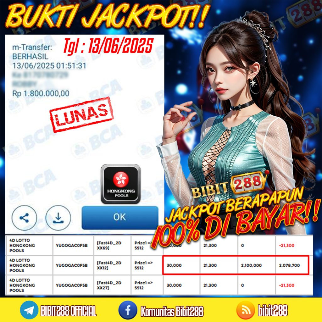 BUKTI JACKPOT LUNAS TOGEL 4D LOTTO HONGKONG POOLS ID : e****n