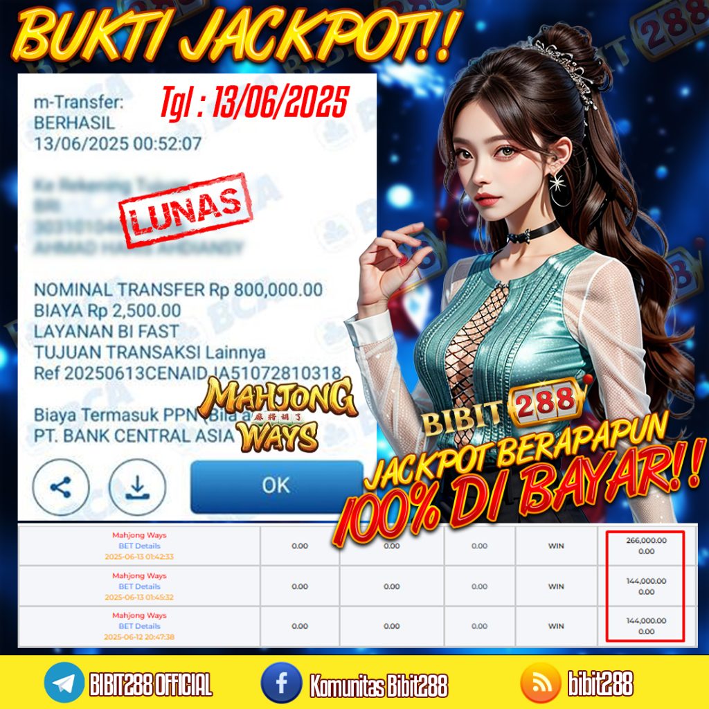 BUKTI JACKPOT LUNAS SLOT MAHJONG WAYS ID : b*****29