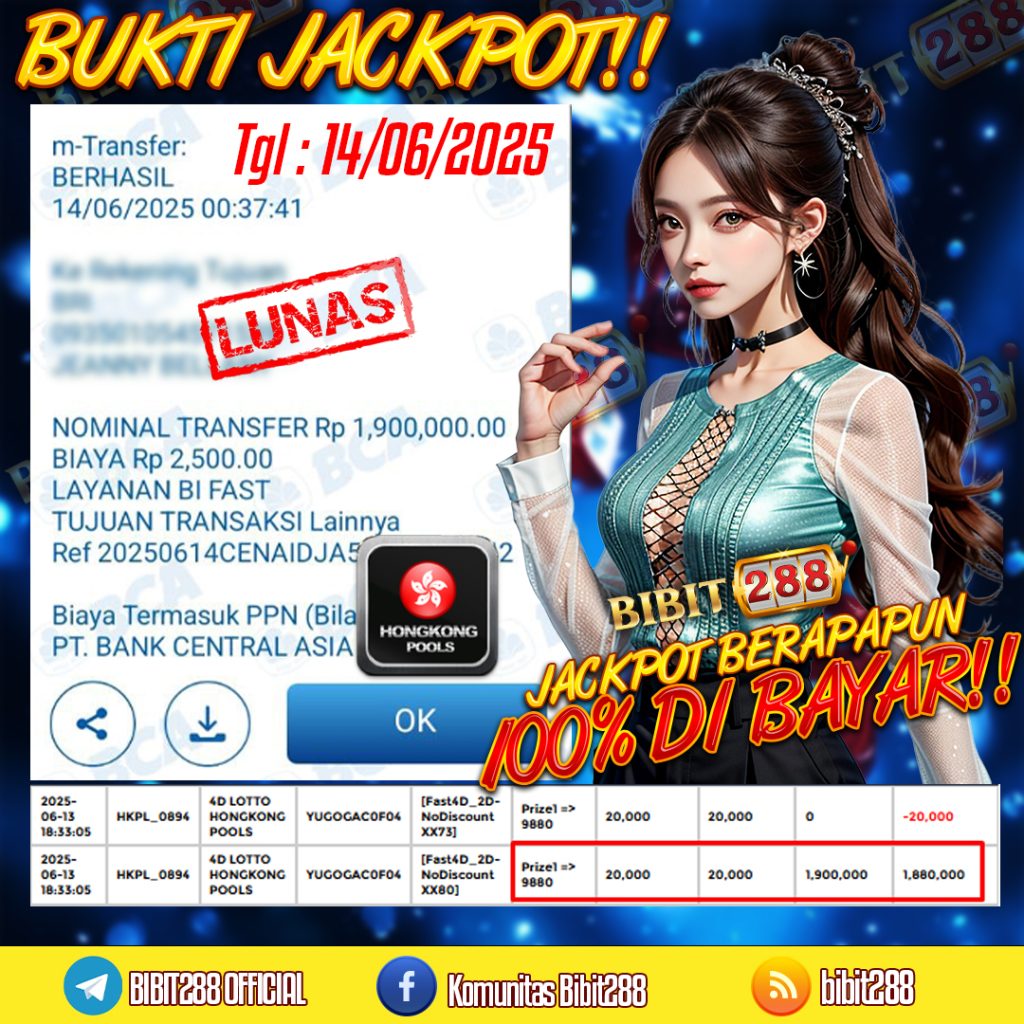 BUKTI JACKPOT LUNAS TOGEL 4D LOTTO HONGKONG POOLS ID : r****28