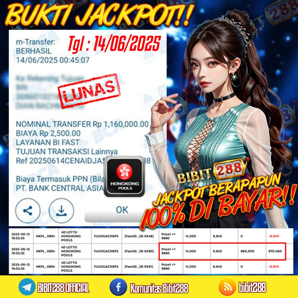 BUKTI JACKPOT LUNAS TOGEL 4D LOTTO HONGKONG POOLS ID : di****ng