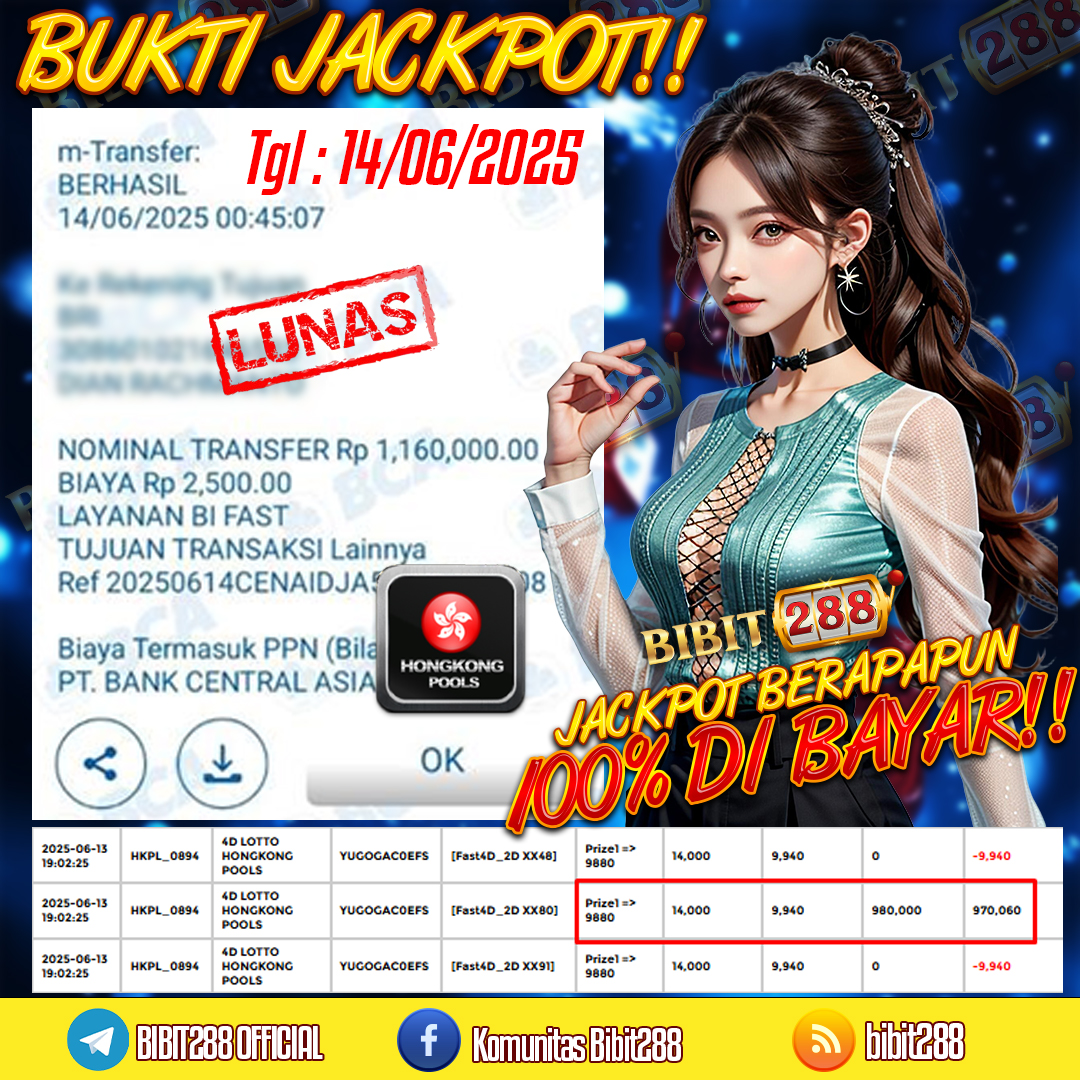 BUKTI JACKPOT LUNAS TOGEL 4D LOTTO HONGKONG POOLS ID : di****ng