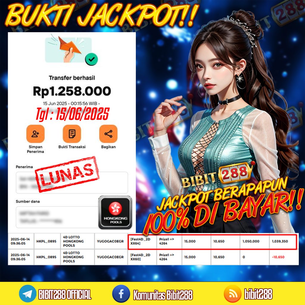 BUKTI JACKPOT LUNAS TOGEL 4D LOTTO HONGKONG POOLS ID : he****18