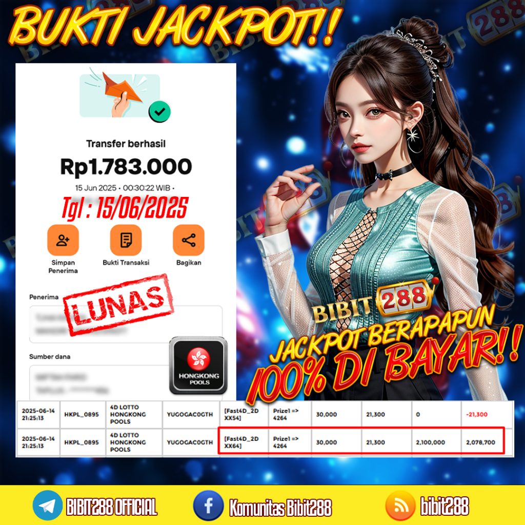 BUKTI JACKPOT LUNAS TOGEL 4D LOTTO HONGKONG POOLS ID : s********88