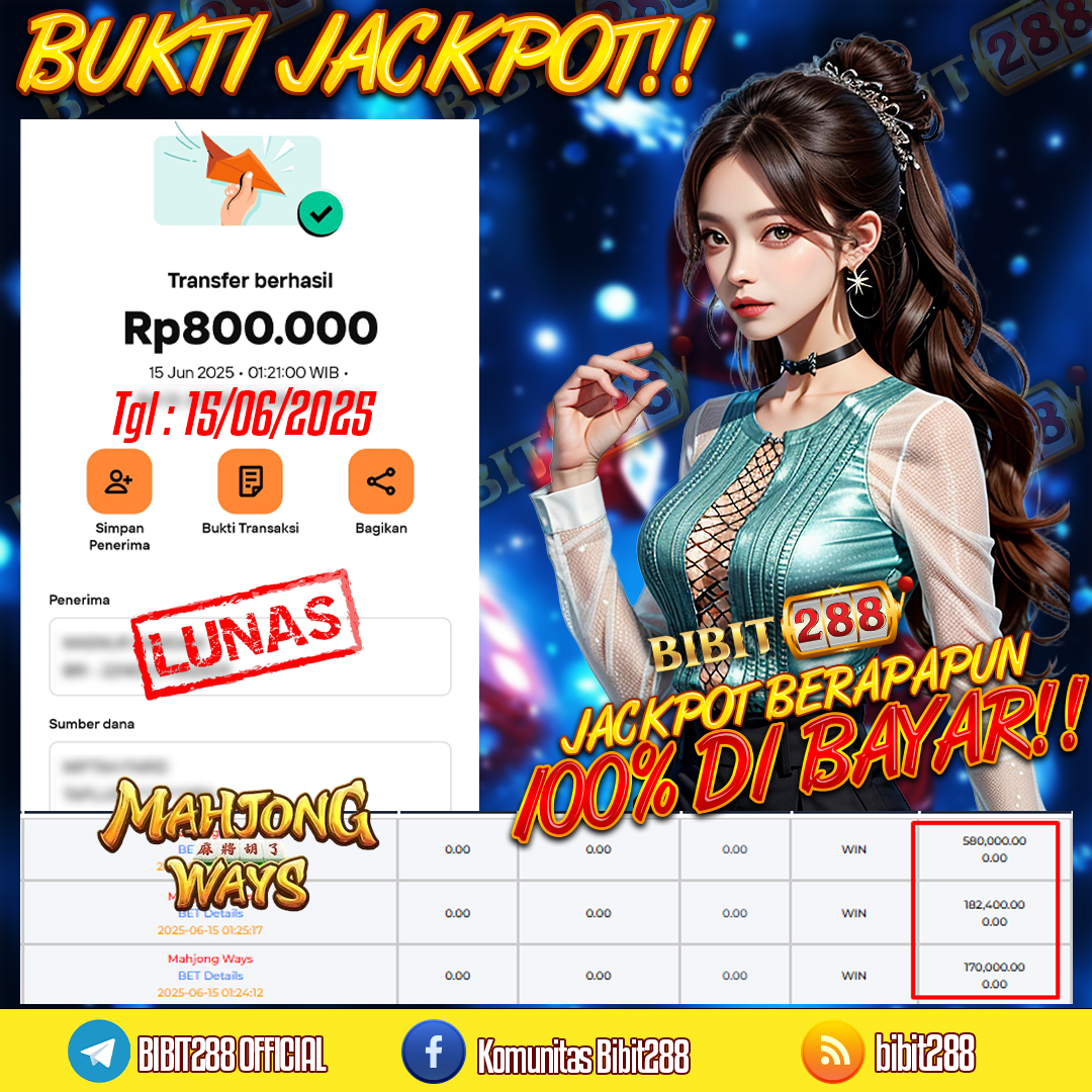 BUKTI JACKPOT LUNAS SLOT MAHJONG WAYS ID : d****22