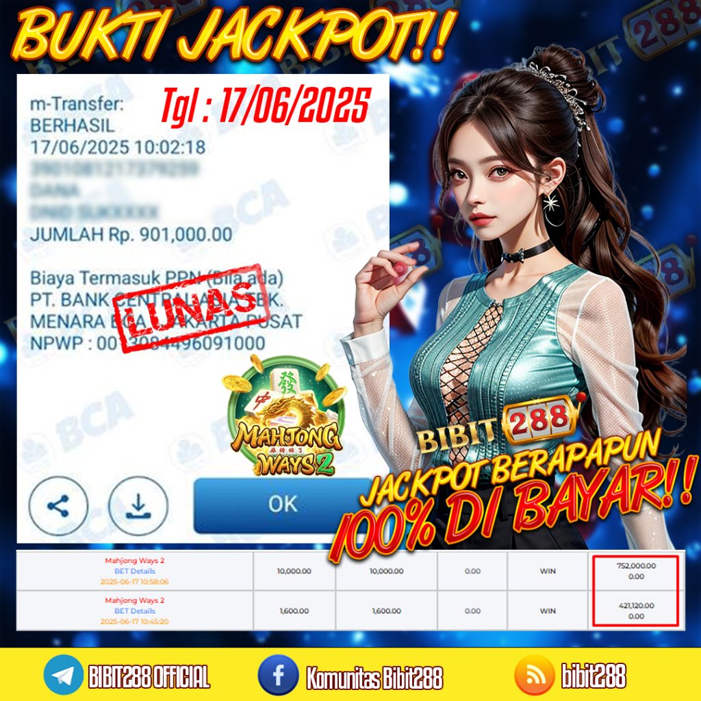 BUKTI JACKPOT LUNAS SLOT MAHJONG WAYS 2 ID : p*******a1