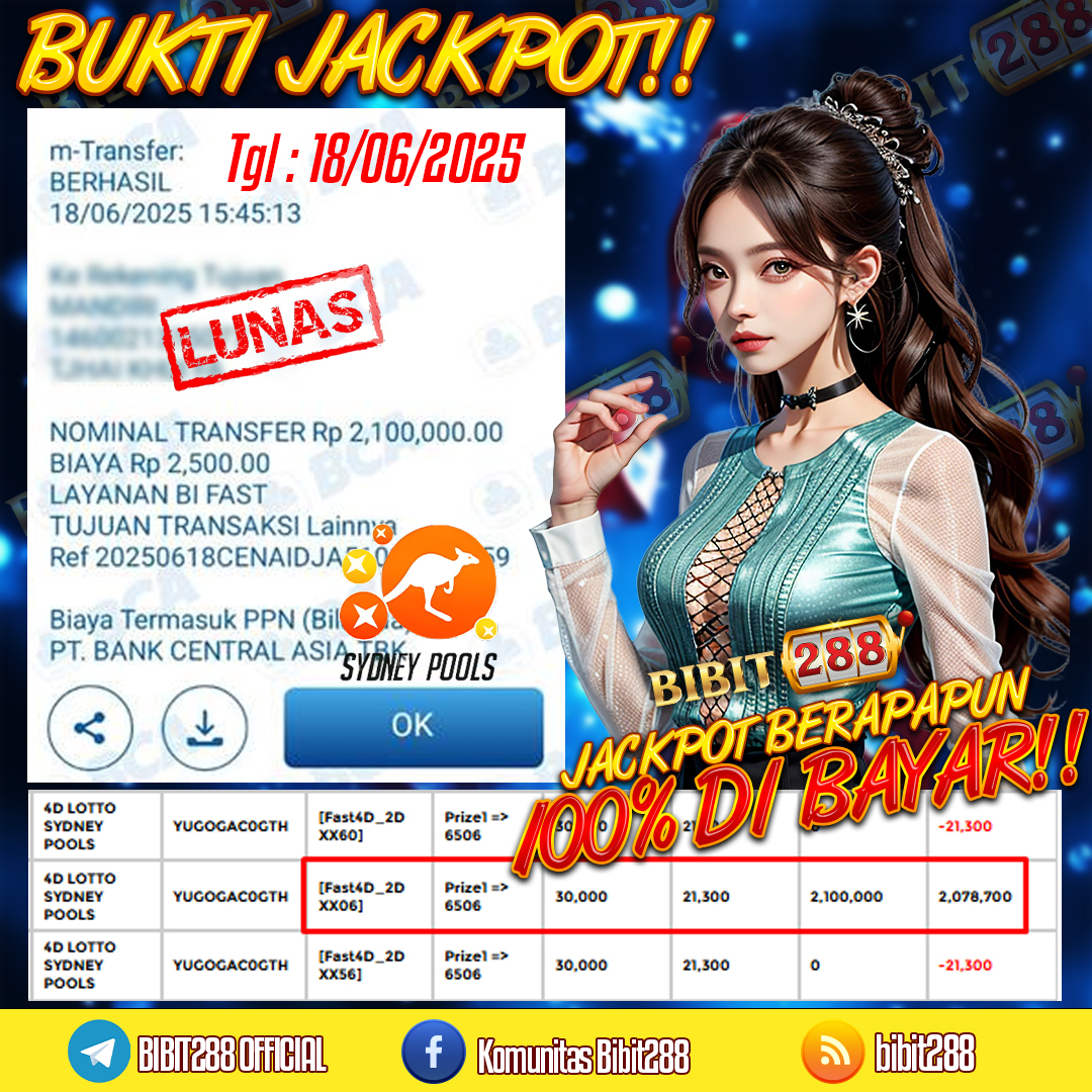 BUKTI JACKPOT LUNAS TOGEL 4D LOTTO SYDNEY POOLS ID : s********88