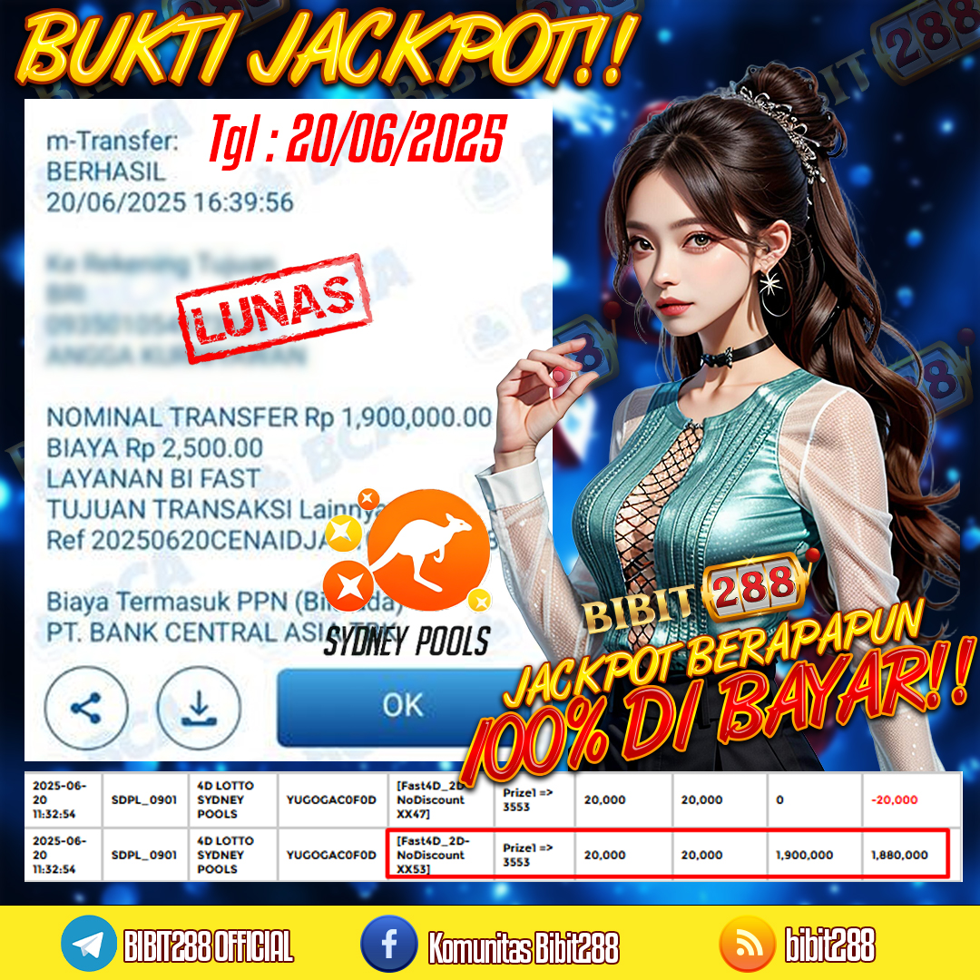 BUKTI JACKPOT LUNAS TOGEL 4D LOTTO SYDNEY POOLS ID : au****0