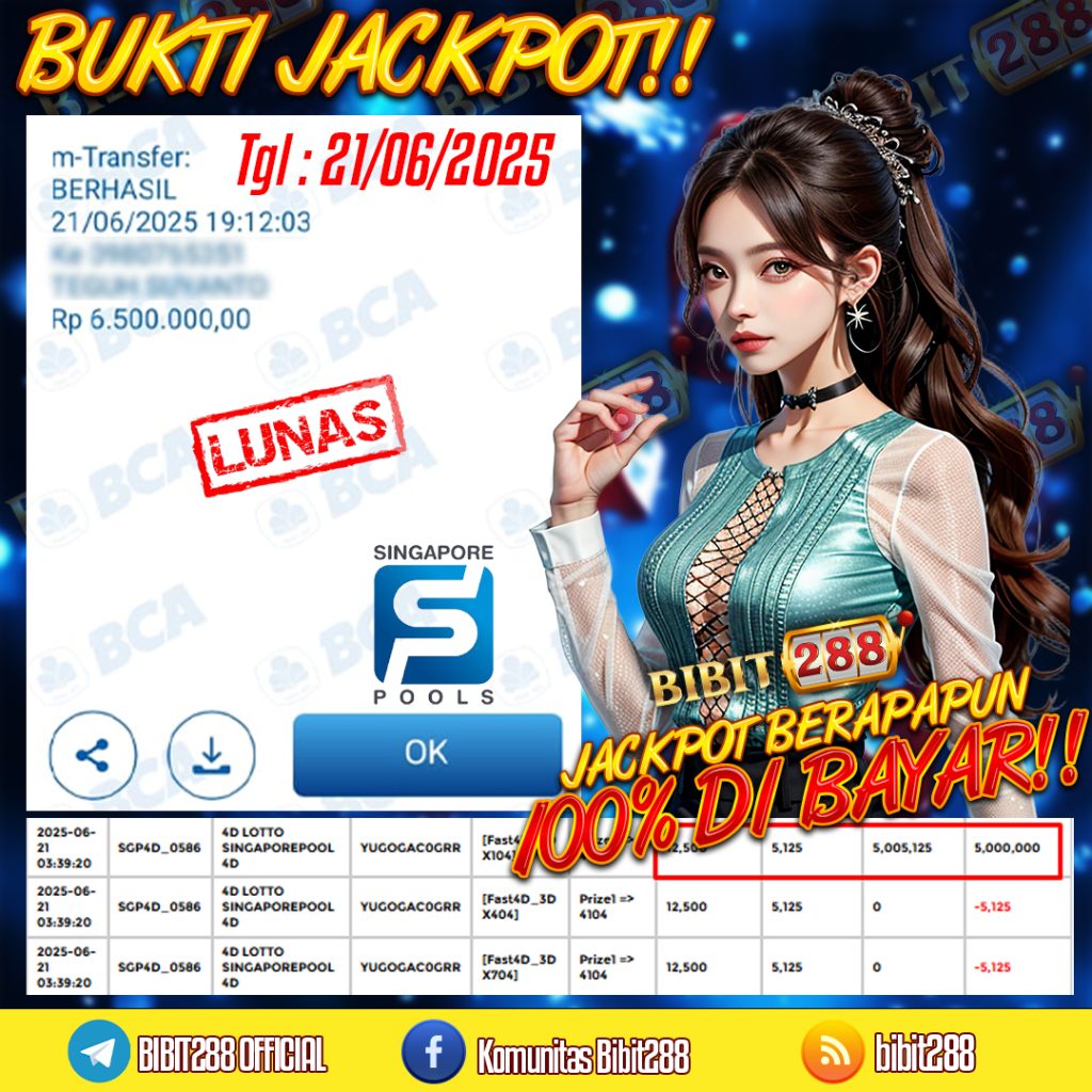 BUKTI JACKPOT LUNAS TOGEL 4D LOTTO SINGAPORE POOLS 4D ID : iw****e2