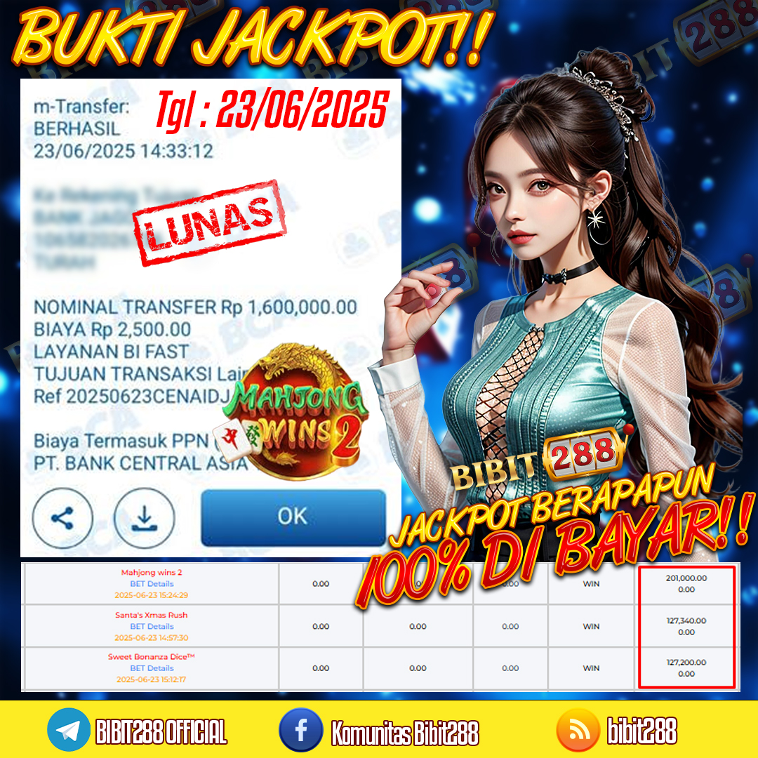 BUKTI JACKPOT LUNAS SLOT MAHJONG WINS 2 ID : l*******ah