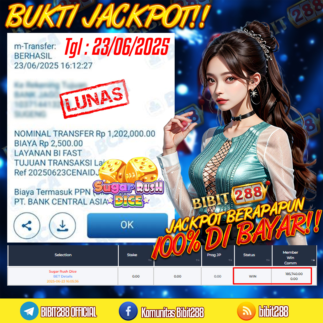 BUKTI JACKPOT LUNAS SLOT SUGAR RUSH DICE ID : s*******lu