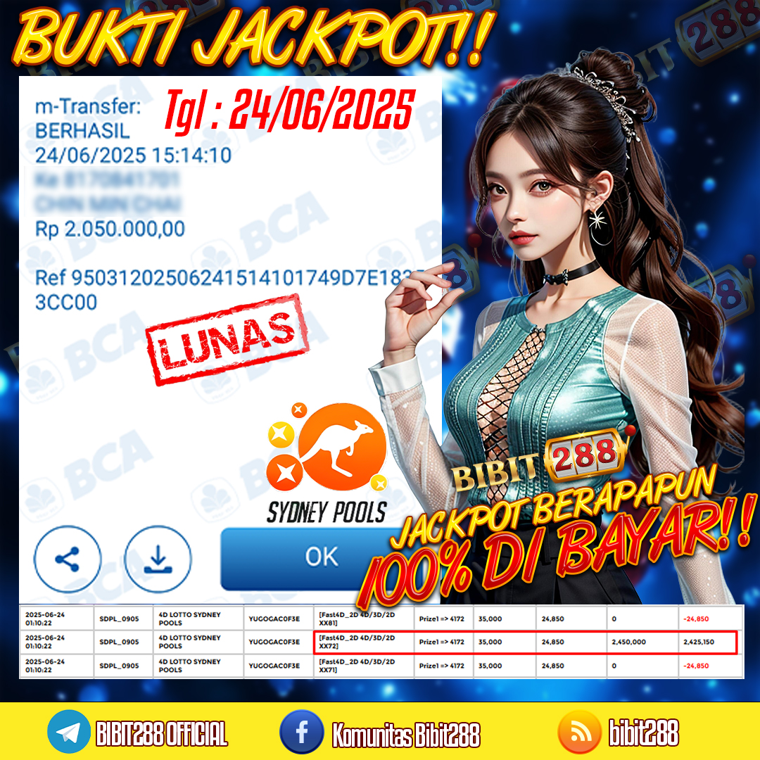 BUKTI JACKPOT LUNAS TOGEL 4D LOTTO SYDNEY POOLS ID : b****a