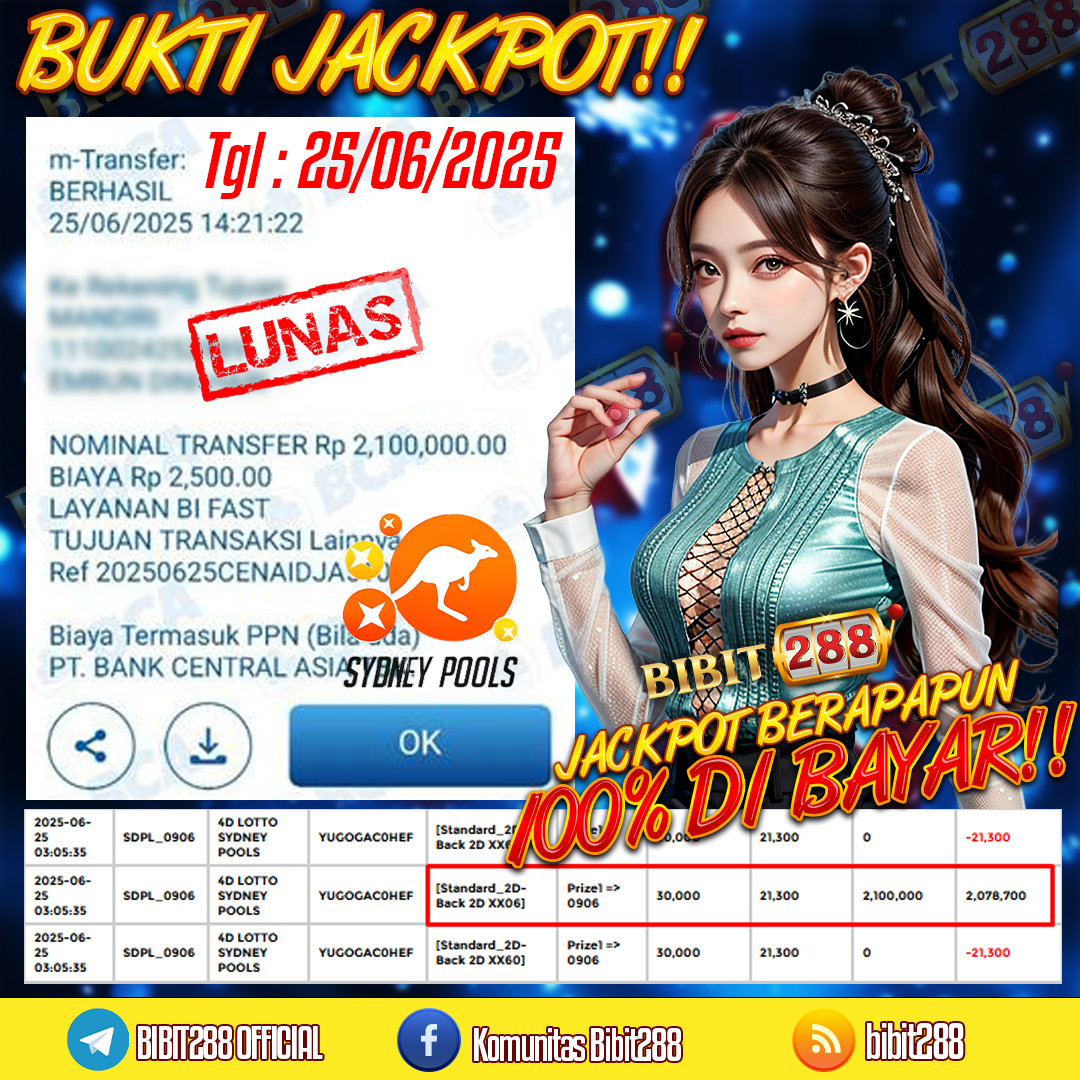 BUKTI JACKPOT LUNAS TOGEL 4D LOTTO SYDNEY POOLS ID : li****88