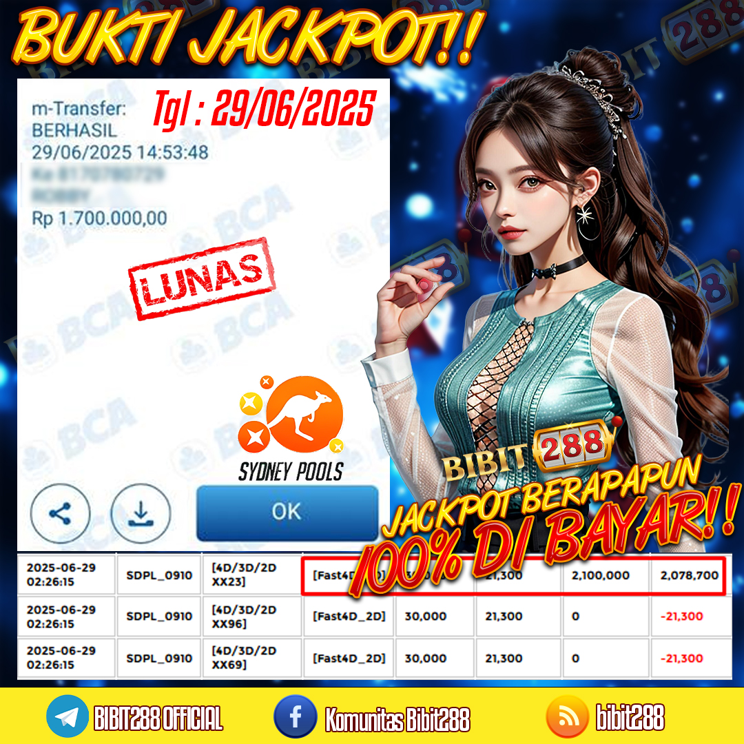 BUKTI JACKPOT LUNAS TOGEL 4D LOTTO SYDNEY POOLS ID : e****n