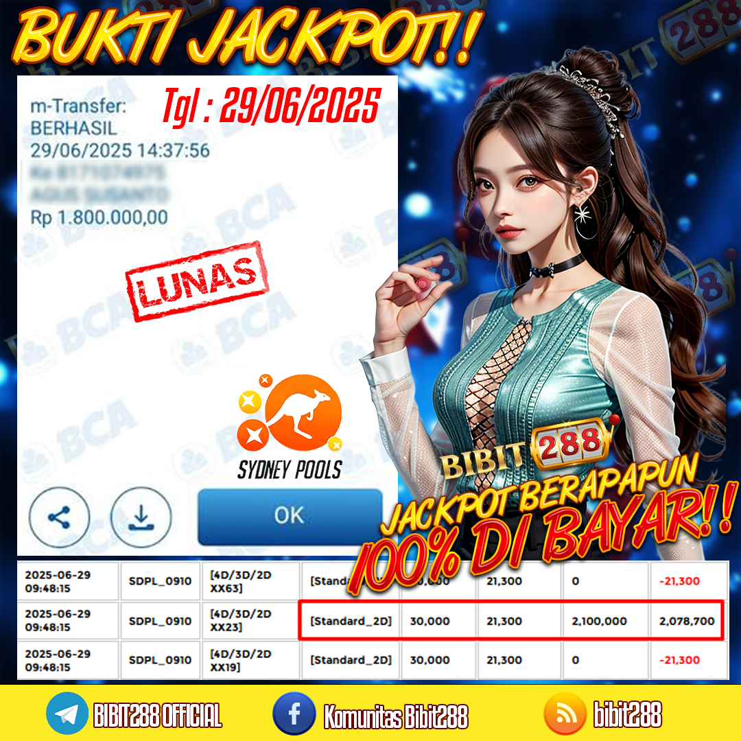 BUKTI JACKPOT LUNAS TOGEL 4D LOTTO SYDNEY POOLS ID : b******22