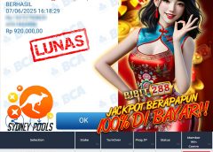 BUKTI JACKPOT SYDNEY POOLS ID : R*****01