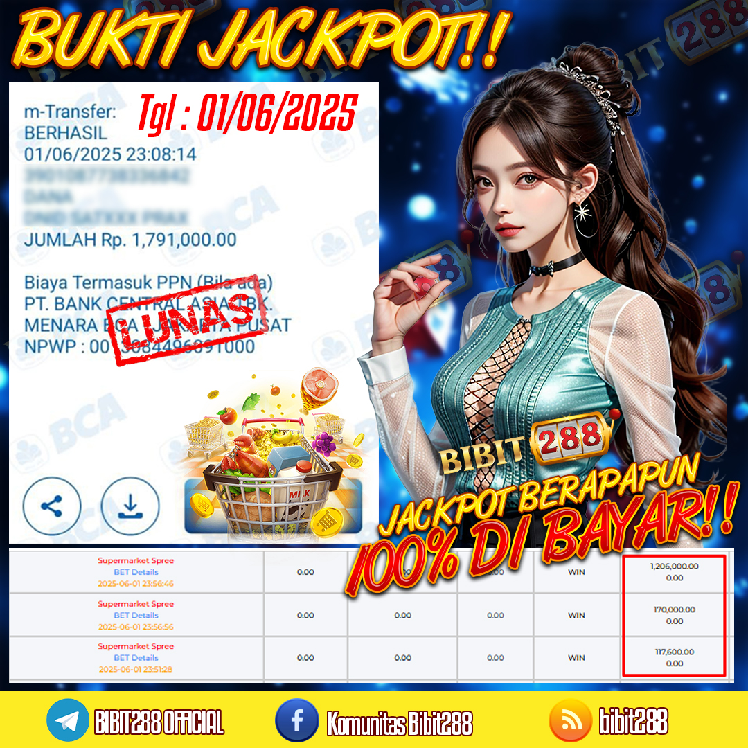 BUKTI JACKPOT LUNAS SLOT SUPERMARKET SPREE ID : ma******in