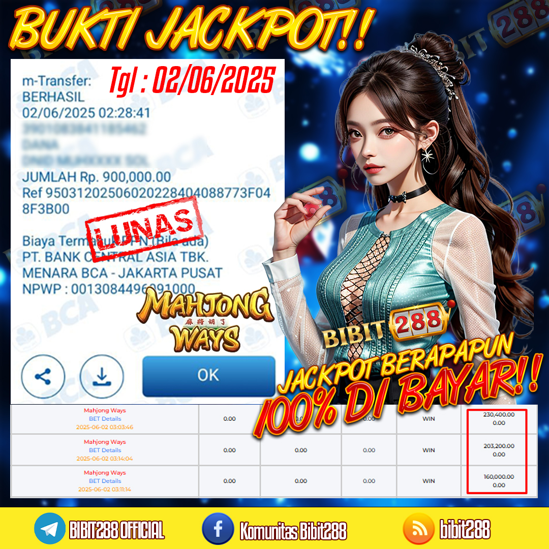 BUKTI JACKPOT LUNAS SLOT MAHJONG WAYS ID : ka****12