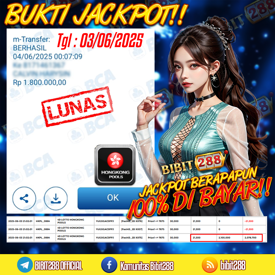 BUKTI JACKPOT LUNAS TOGEL 4D LOTTO HONGKONG POOLS ID : ci****66