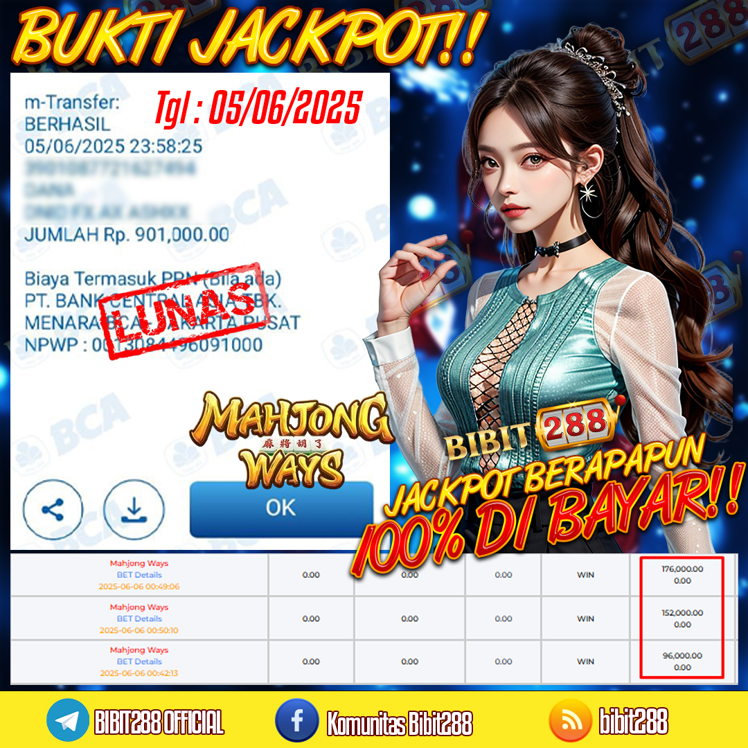 BUKTI JACKPOT LUNAS SLOT MAHJONG WAYS ID : f****fy
