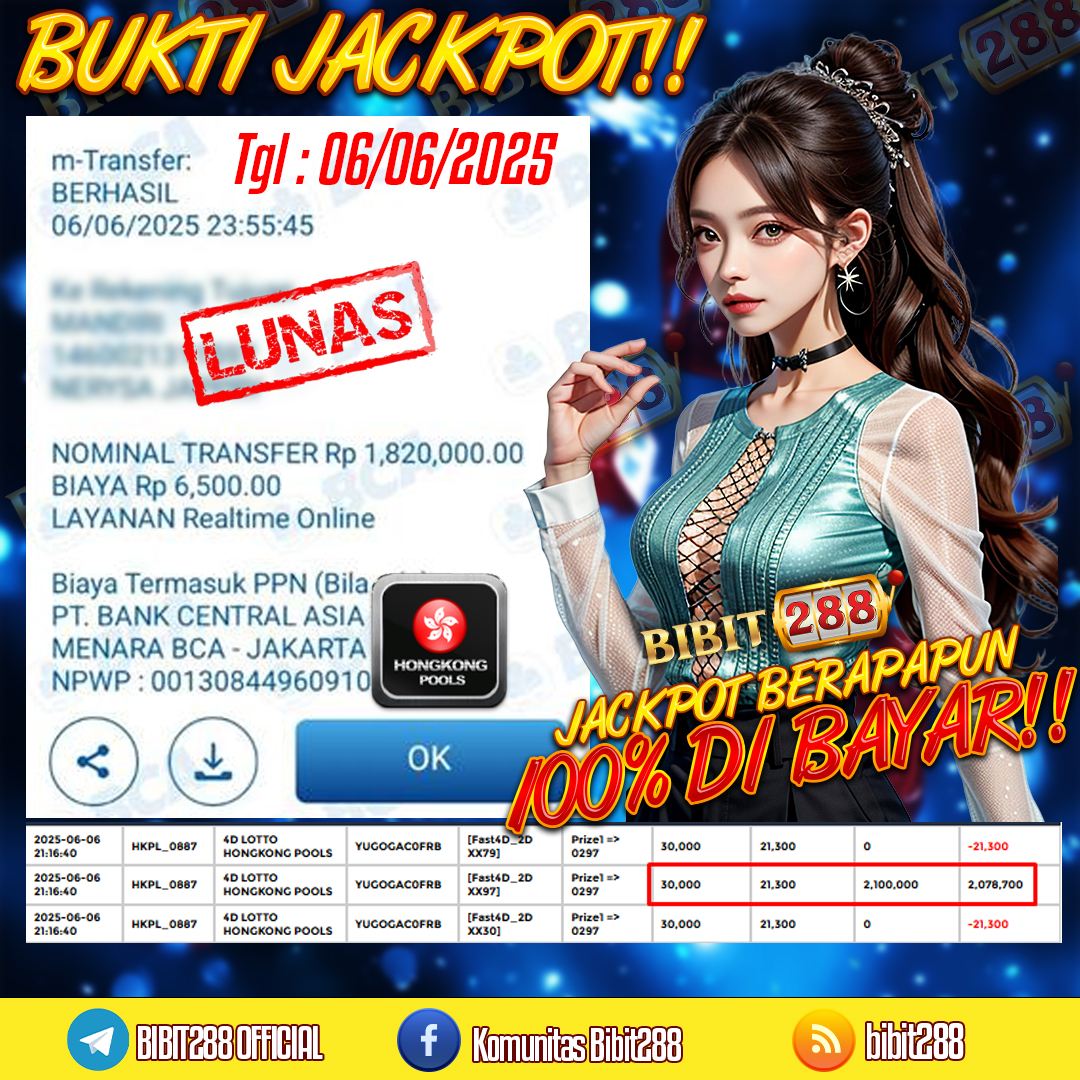 BUKTI JACKPOT LUNAS TOGEL 4D LOTTO HONGKONG POOLS ID : n****n