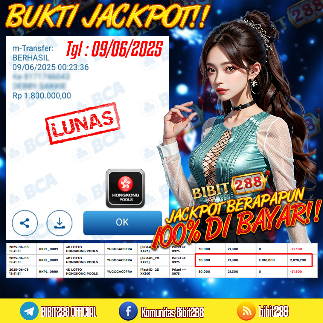 BUKTI JACKPOT LUNAS TOGEL 4D LOTTO HONGKONG POOLS ID : de*****ik