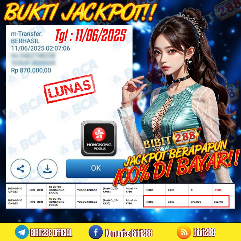 BUKTI JACKPOT LUNAS TOGEL 4D LOTTO HONGKONG POOLS ID : d****23