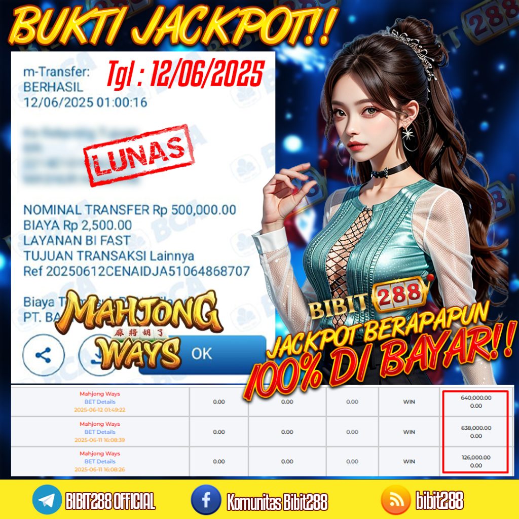 BUKTI JACKPOT LUNAS SLOT MAHJONG WAYS ID : d****22