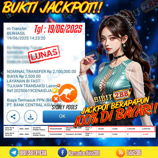 BUKTI JACKPOT LUNAS TOGEL 4D LOTTO SYDNEY POOLS ID : li****88
