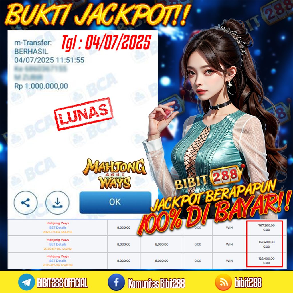 BUKTI JACKPOT LUNAS SLOT MAHJONG WAYS ID : mz****93