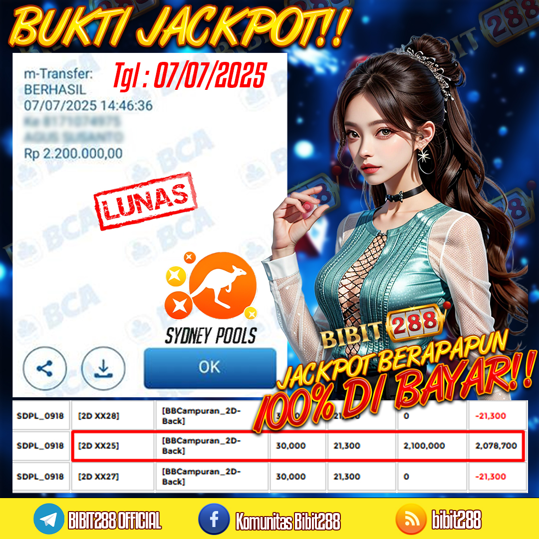 BUKTI JACKPOT LUNAS TOGEL 4D LOTTO SYDNEY POOLS ID : be****22