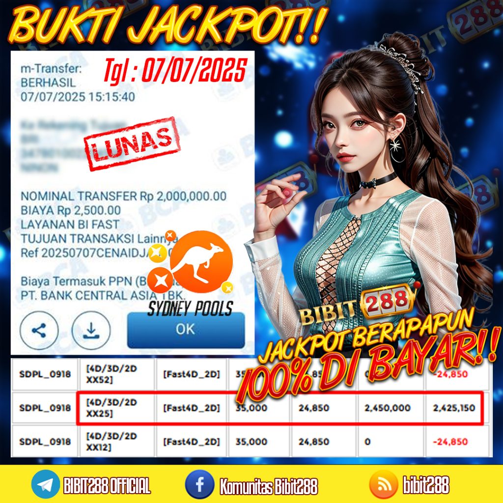 BUKTI JACKPOT LUNAS TOGEL 4D LOTTO SYDNEY POOLS ID : k****m