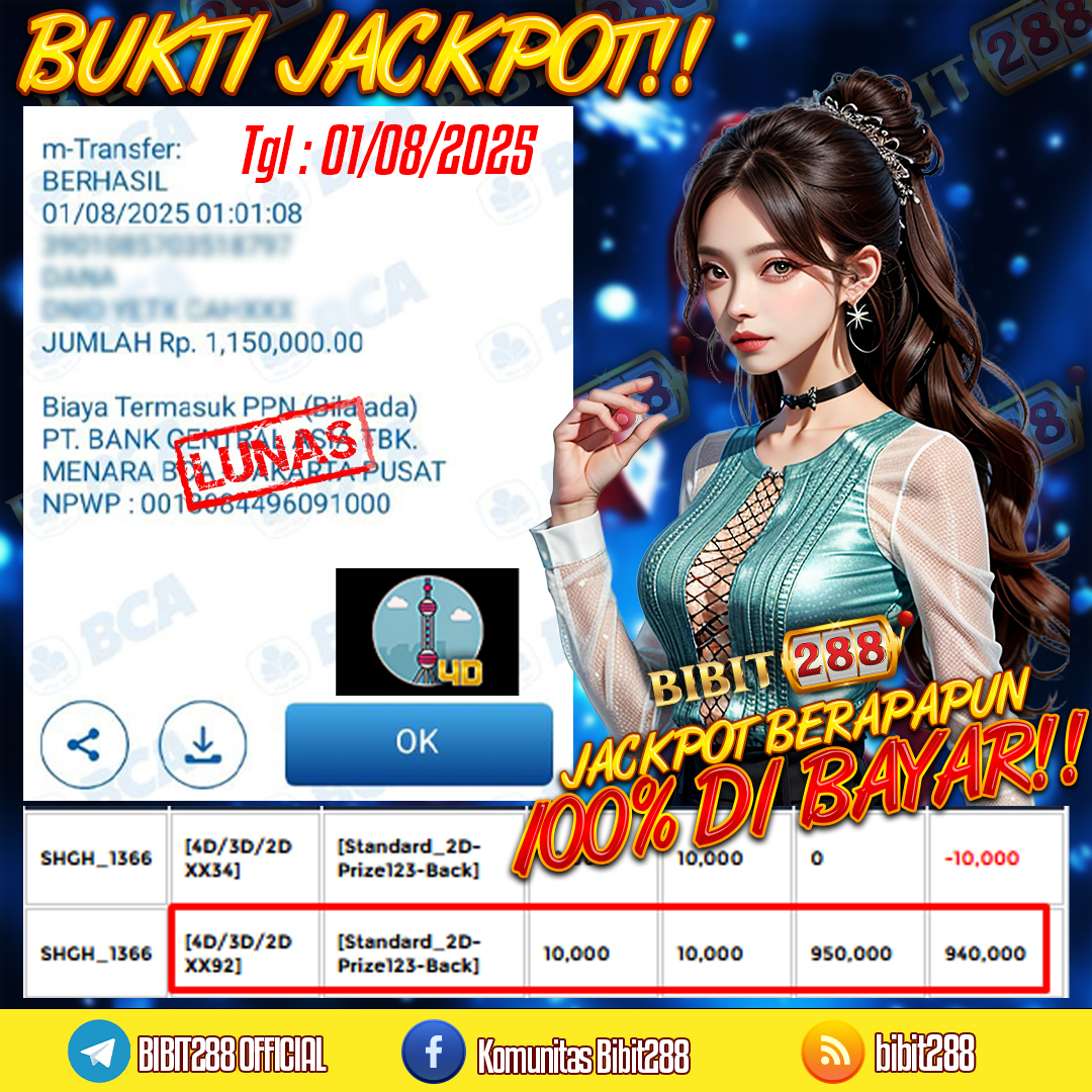 BUKTI JACKPOT LUNAS TOGEL 4D LOTTO SHANGHAI HERO ID : d********00