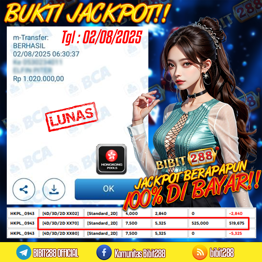BUKTI JACKPOT LUNAS TOGEL 4D LOTTO HONGKONG POOLS ID : f******94