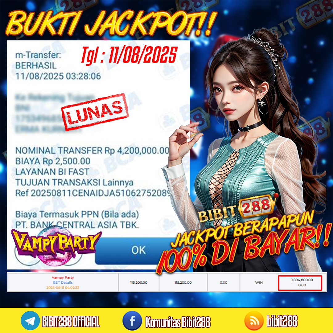 BUKTI JACKPOT LUNAS SLOT VAMPY PARTY ID : sh****11
