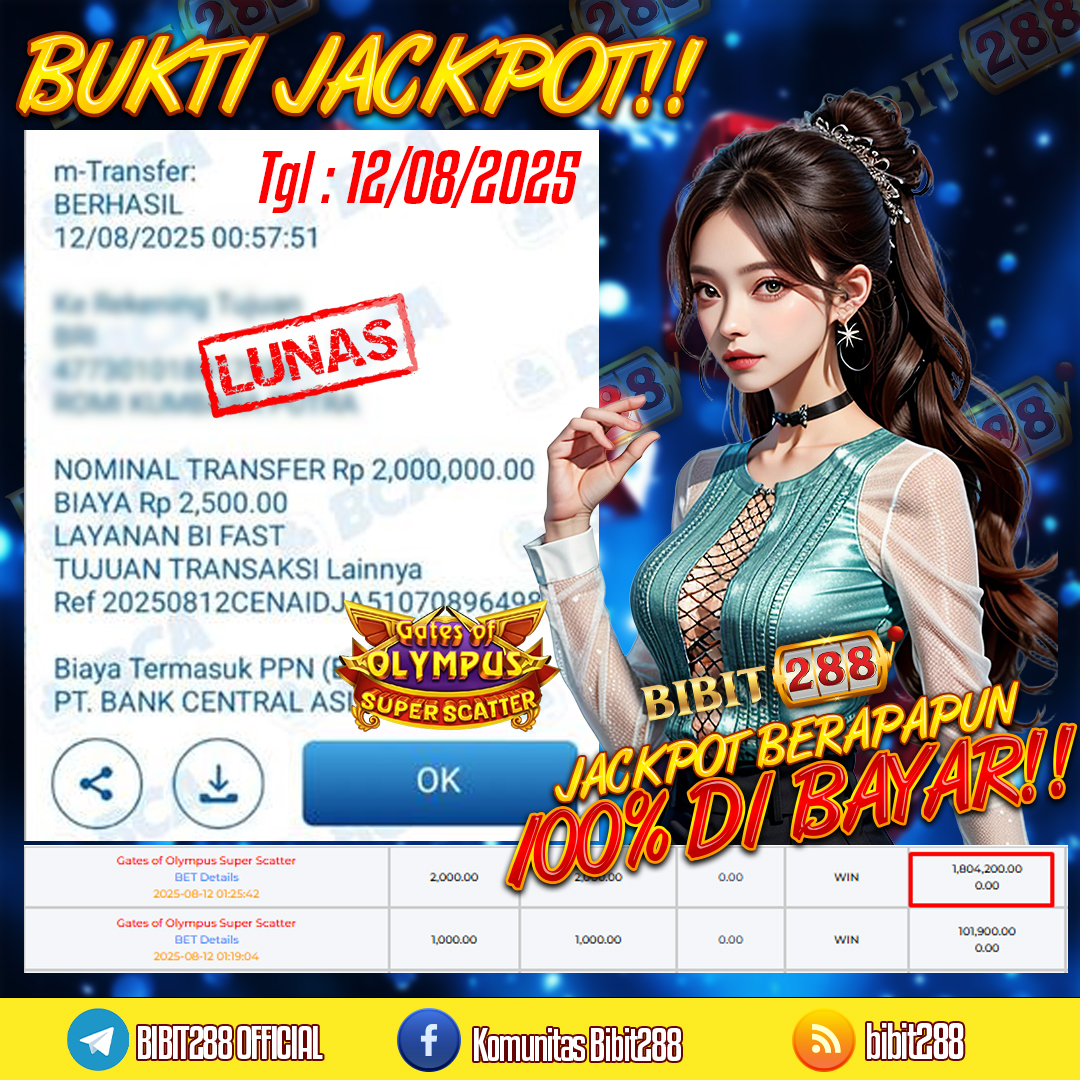 BUKTI JACKPOT LUNAS SLOT GATES OF OLYMPUS SUPER SCATTER ID : a********in